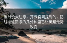 当时没太注意，开云官网提到的，防线被迫回撤的几分钟里已让英超走势改变