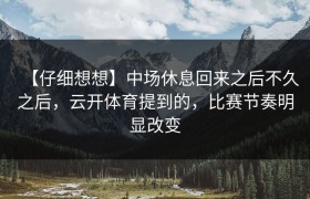 【仔细想想】中场休息回来之后不久之后，云开体育提到的，比赛节奏明显改变