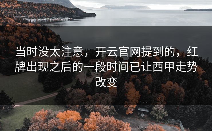 当时没太注意,开云官网提到的,红牌出现之后的一段时间已让西甲走势改变 当时没太注意,开云官网提到的,红牌出现之后的一段时间已让西甲走势改变